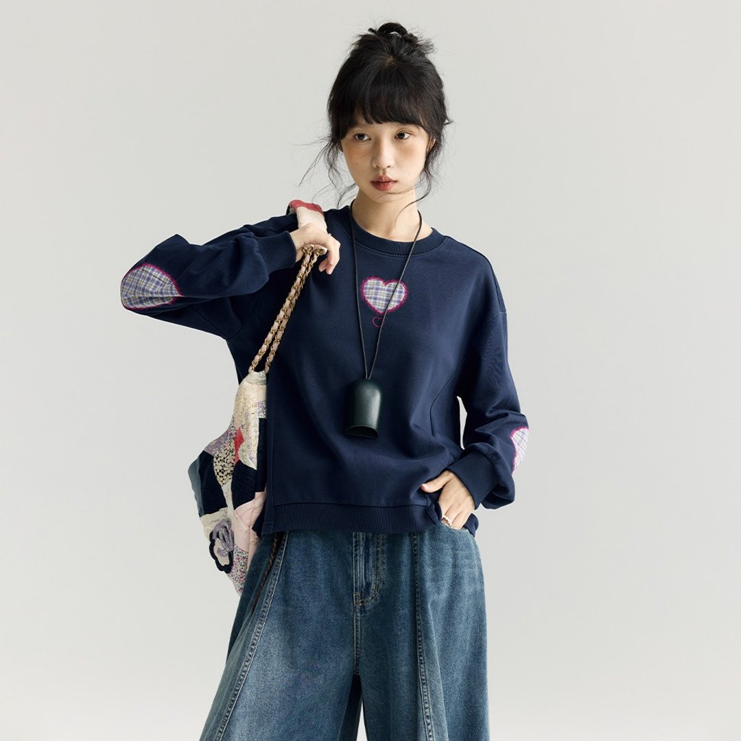 爱心贴布绣卫衣|上衣|秋款|Sora-1905 - 女装上衣 - 棉 