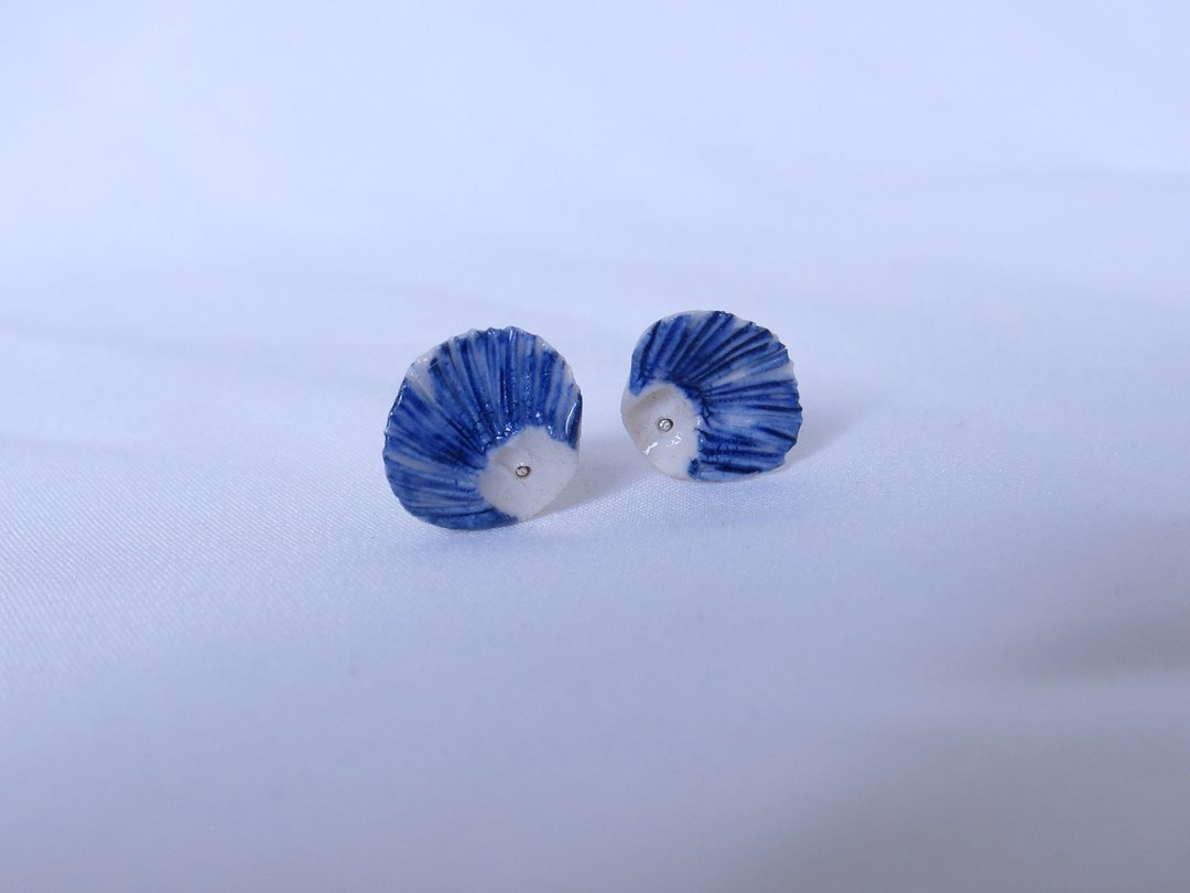 Poisson青花瓷纯银耳环/青花瓷饰品 - 耳环/耳夹 - 瓷 蓝色
