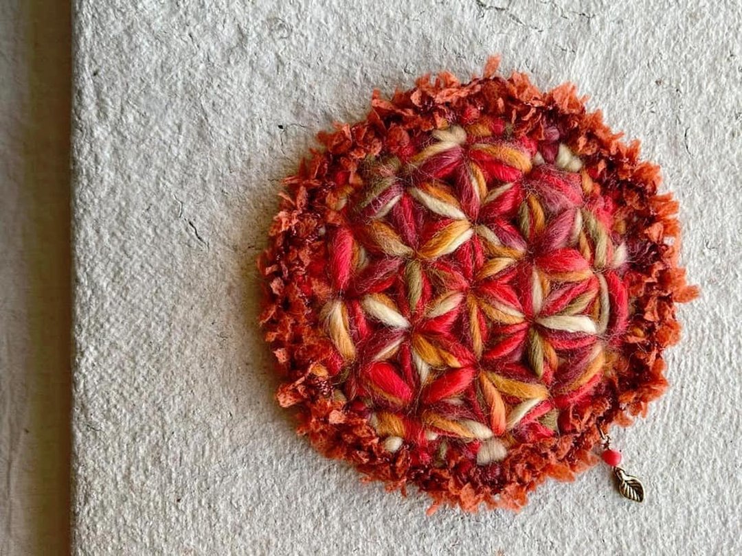 Knitting 生命之花编织垫 - 秋天的脚步 - 杯垫 - 棉 