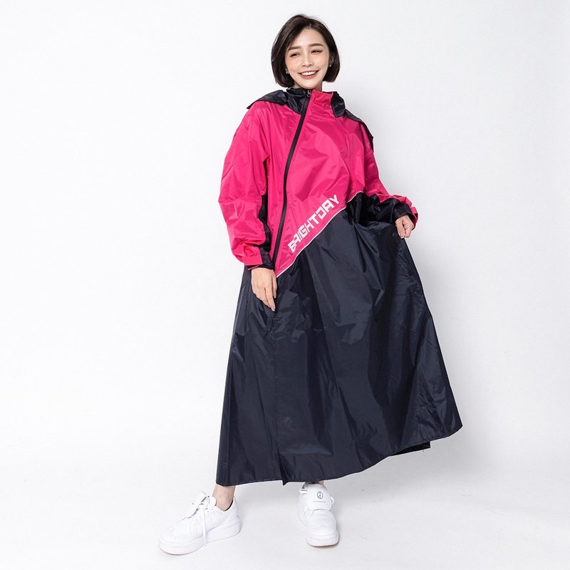 EVO终结者斜开双拉链专利连身式雨衣-桃红 - 雨伞/雨衣 - 塑料 红色