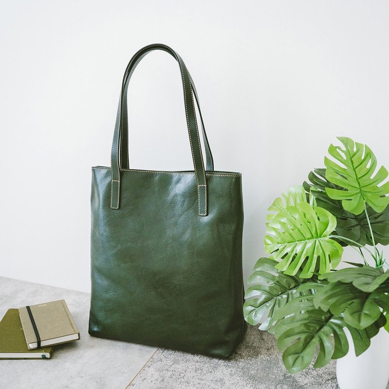 真皮日系休闲托特包 22327 绿V - 侧背包/斜挎包 - 真皮 绿色