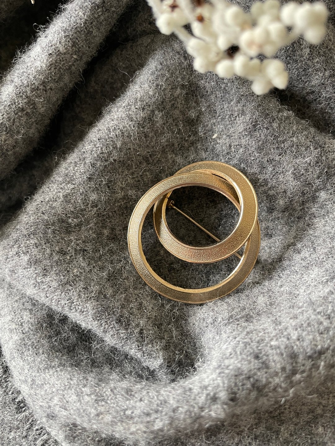 古董金色圈圈圆形别针胸针B710 - 胸针 - 其他金属 金色