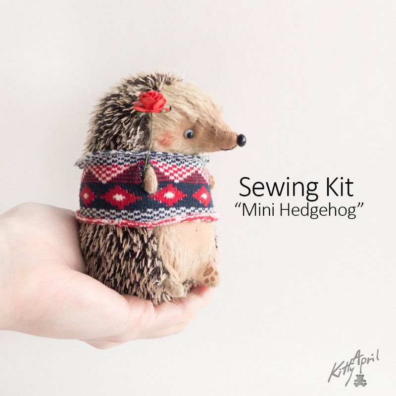 Sewing Kit Mini Hedgehog 11cm - DIY Set - 编织/刺绣/羊毛毡/裁缝 - 其他材质 咖啡色