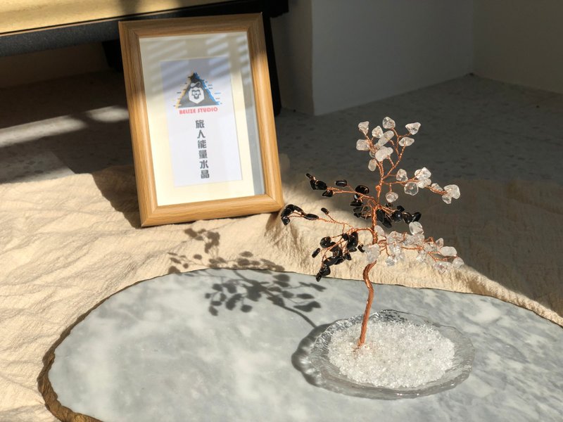 白水晶黑曜石 水晶树 阿努比斯 Anubis 【能量水晶守护者】 - 摆饰 - 水晶 白色