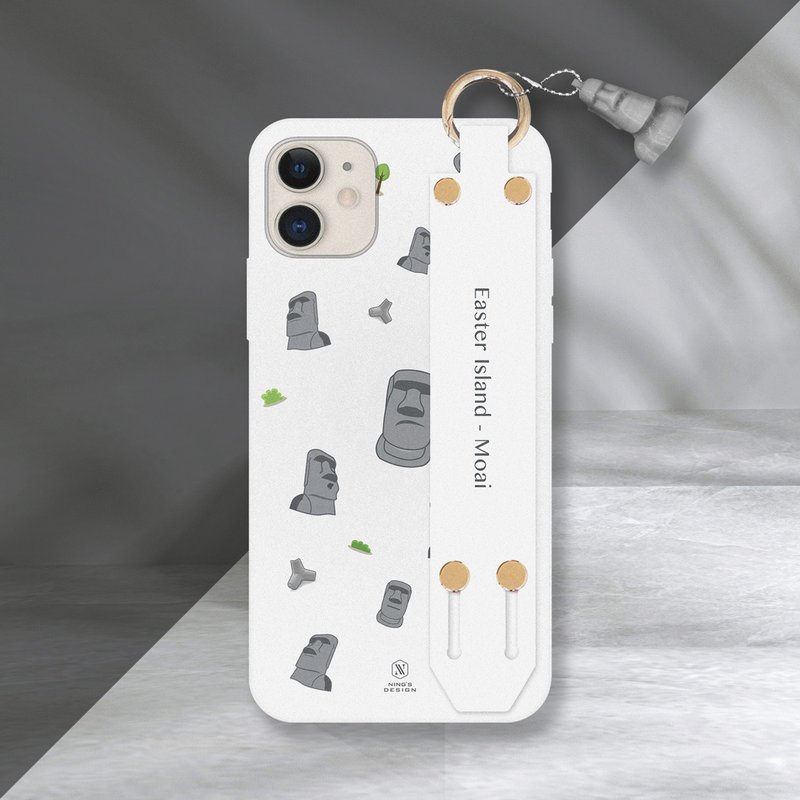 定制化-MOAI摩艾手带手机壳 iPhone7 8 X XS XR 11等(附摩艾吊饰) - 手机配件 - 硅胶 白色