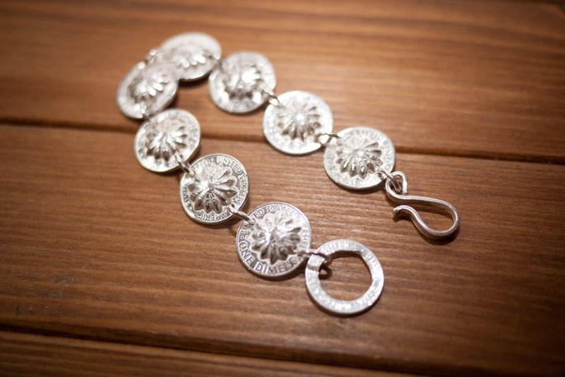 Dreamstation皮革鞄研所，美国10C银币手链Silver bracelet，嘻皮，哈雷，重机 - 手链/手环 - 其他金属 银色