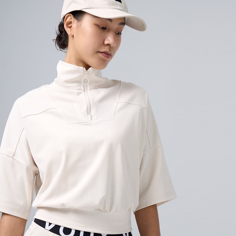 【全程台湾制造】REBOOT动能-拉链AIR POLO休闲上衣-白桦木 - 女装 T 恤 - 聚酯纤维 白色