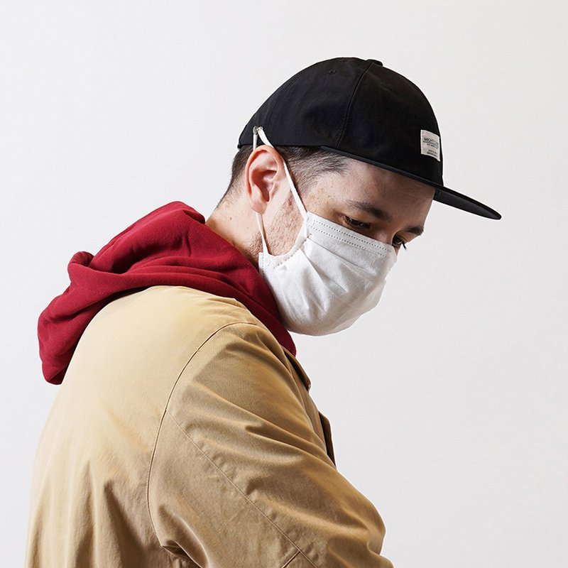 可挂口罩尼龙棒球帽 (日本制) - 帽子 - 尼龙 黑色