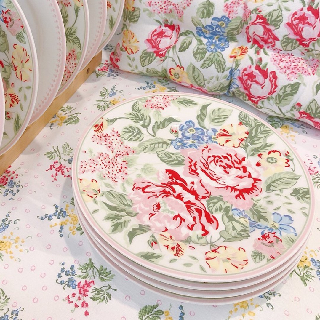 丹麦GreenGate Emmaline white 餐盘 20.5cm - 盘子/餐盘/盘架 - 瓷 多色