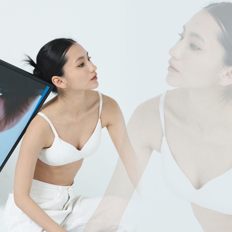 Bra Top凉感细肩无钢圈内衣-白色 - 女士内衣裤 - 其他人造纤维 白色