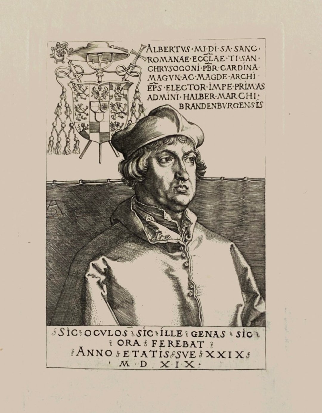 文艺复兴艺术家杜勒Albrecht Dürer-勃兰登堡红衣主教珍贵版画 - 海报/装饰画/版画 - 纸 白色