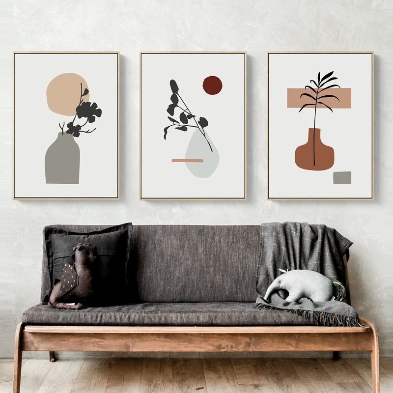 【联画优惠组合】几何花器系列组合/几何挂画/客厅装饰挂画 - 海报/装饰画/版画 - 其他材质 灰色