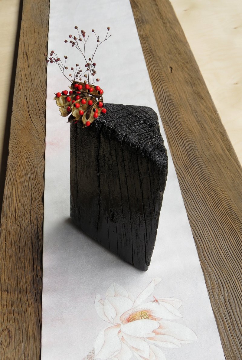 HO MOOD 几何系列—碳化立方体 花器 - 花瓶/陶器 - 木头 咖啡色