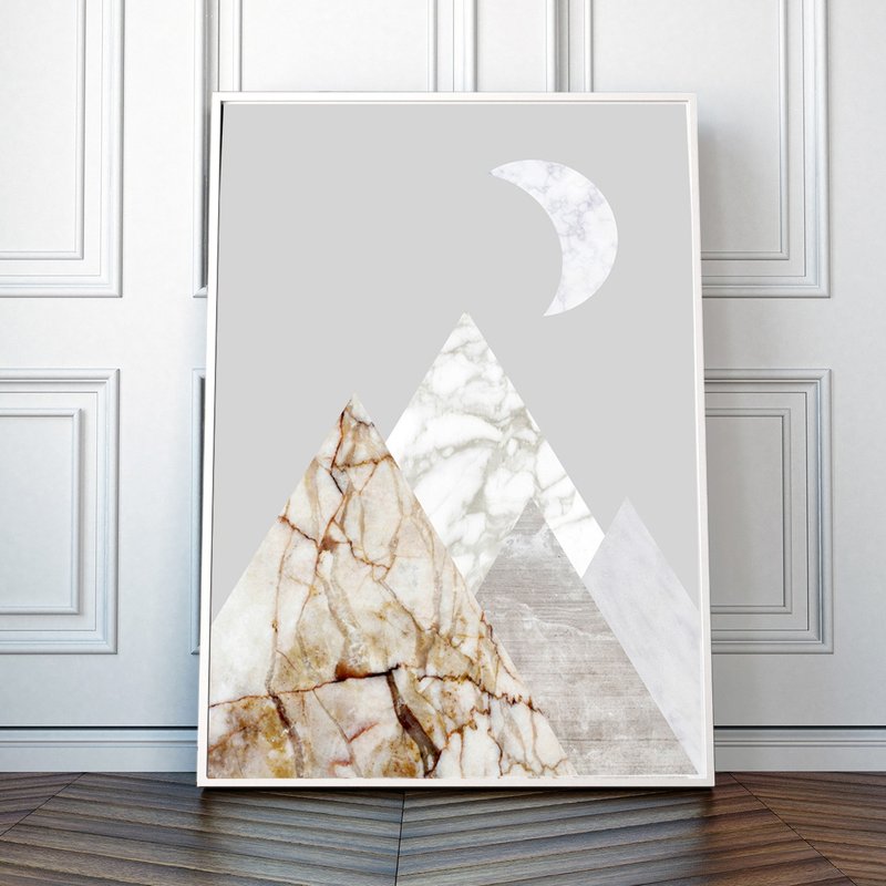 儿童房抽象灰色山脉景观艺术装饰 - 墙贴/壁贴 - 纸 