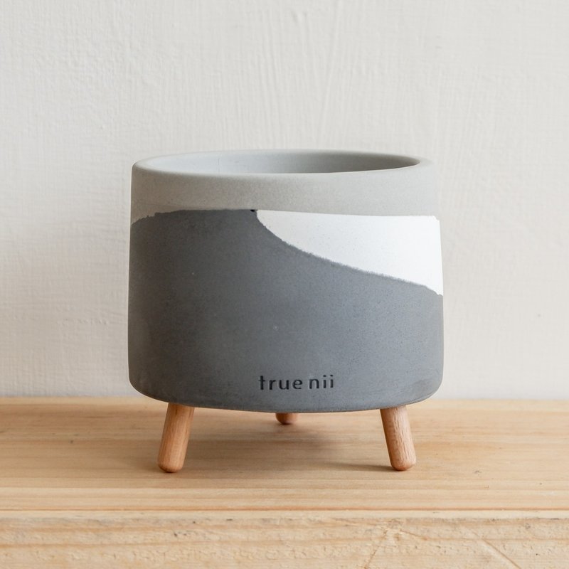 初泥 true nii | 长脚的水泥盆(L) -小太极 - 植栽/盆栽 - 水泥 黑色