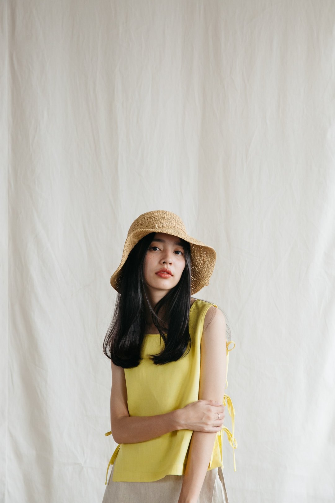 Tie Side Camisole Top in Limelight - 女装背心 - 棉 黄色