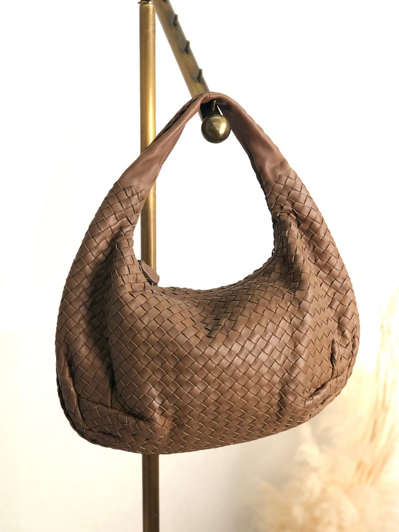 【日本直送，铭牌二手包装】Bottega Veneta Intrecciato 单肩包棕皮革复古 wpxhx6 - 侧背包/斜挎包 - 真皮 咖啡色