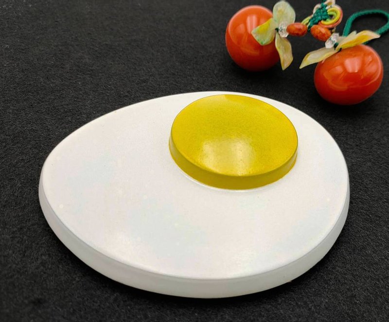 窑烧玻璃荷包蛋造型纸镇 窑烧玻璃 纸镇 - 其他 - 玻璃 