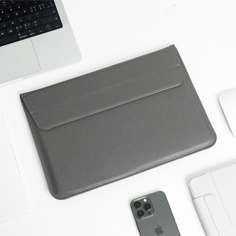Macbook 13/14/15/16寸 信封可站立式 皮革笔电收纳包 - 电脑包 - 其他材质 灰色