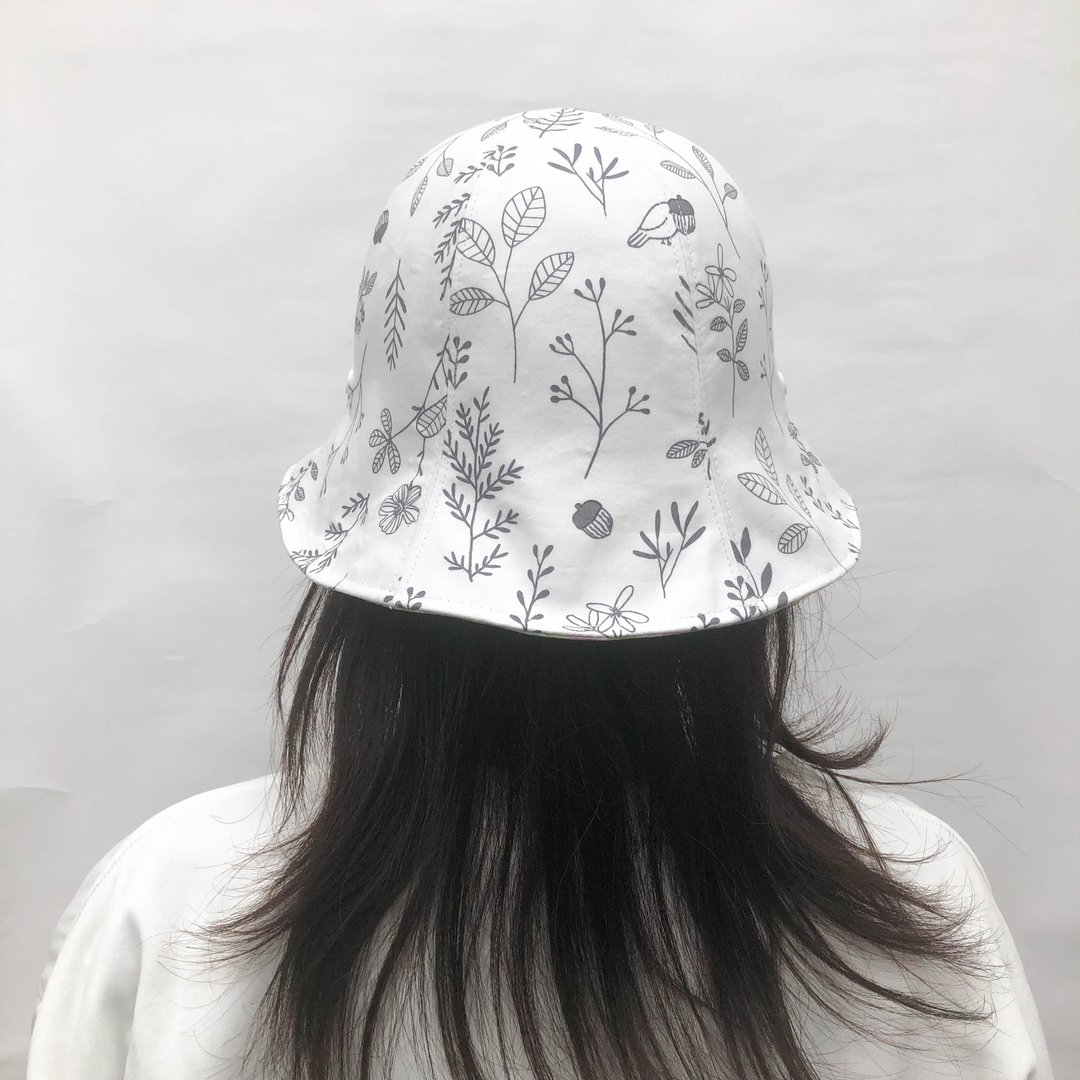 双面渔夫帽- 白底手绘风 - 帽子 - 棉．麻 白色
