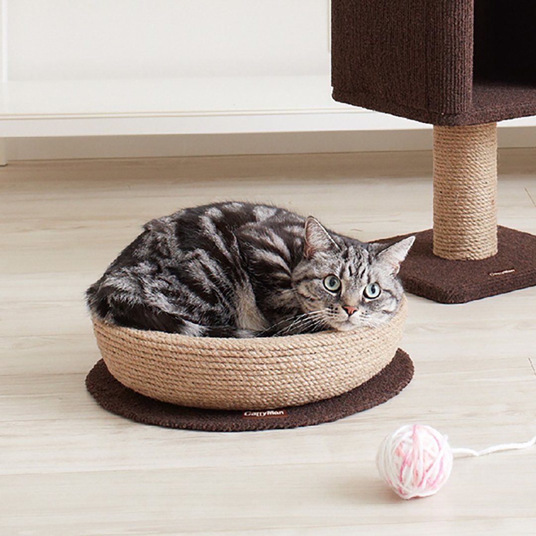 【日本CattyMan】猫抓抓游戏麻绳圆床 - 抓板/跳台 - 棉 