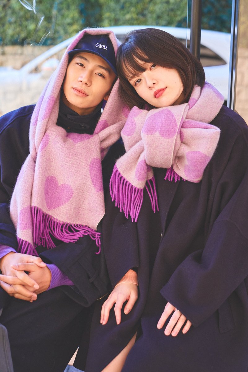 LOVE BOMB 图纹围巾 - 丝巾 - 羊毛 紫色