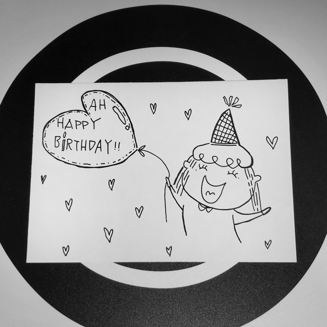 妞妞涂鸦祝福卡 生日贺卡 手绘风 01 爱的气球 - 卡片/明信片 - 纸 白色