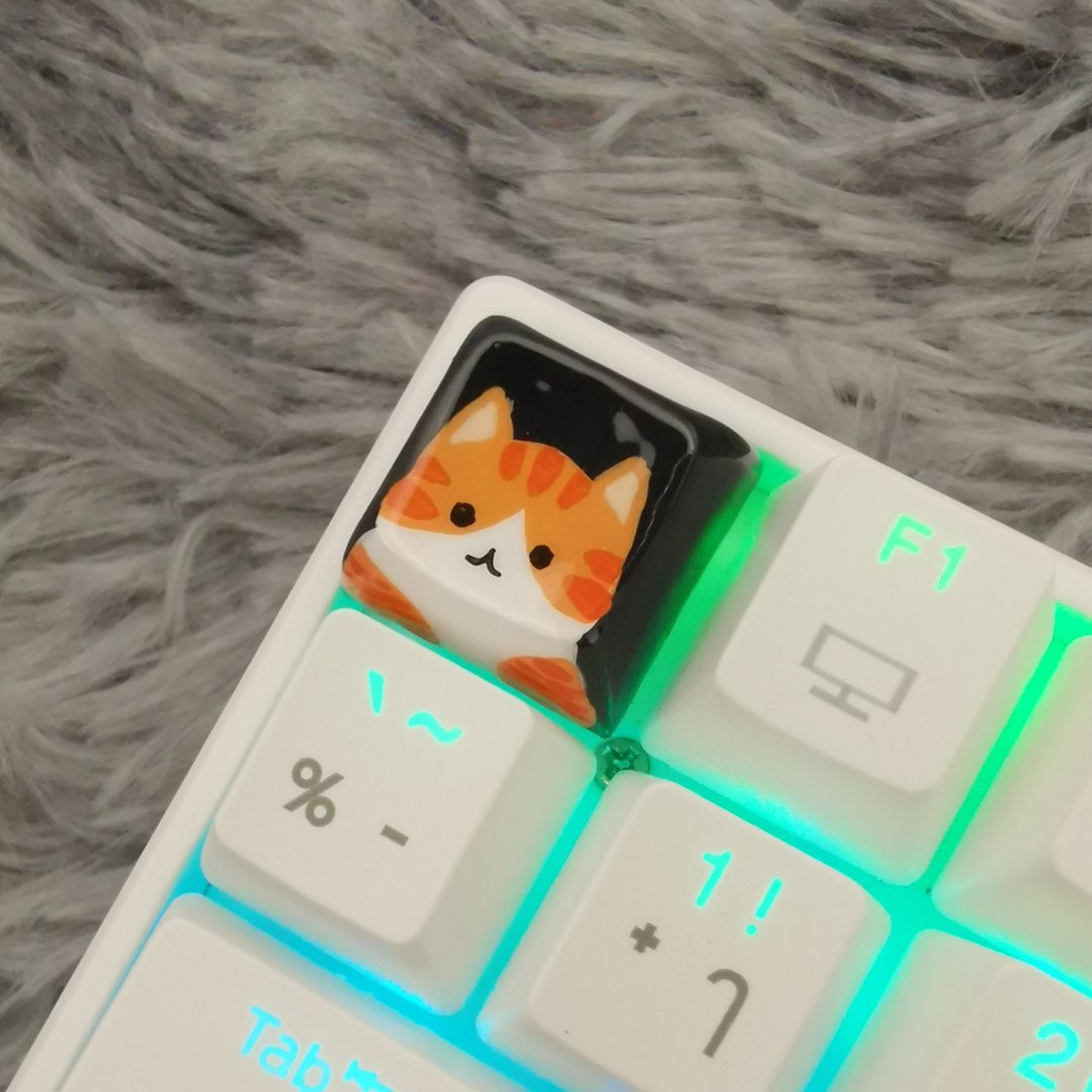 XDA keycap Orange Saddle Cat (ginger and white cat) - 电脑配件 - 塑料 黑色