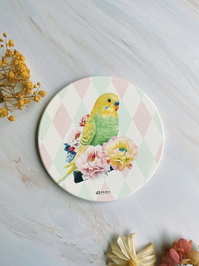 黄绿虎皮-吸水杯垫/硅藻土杯垫/硅藻土 - 杯垫 - 其他材质 绿色