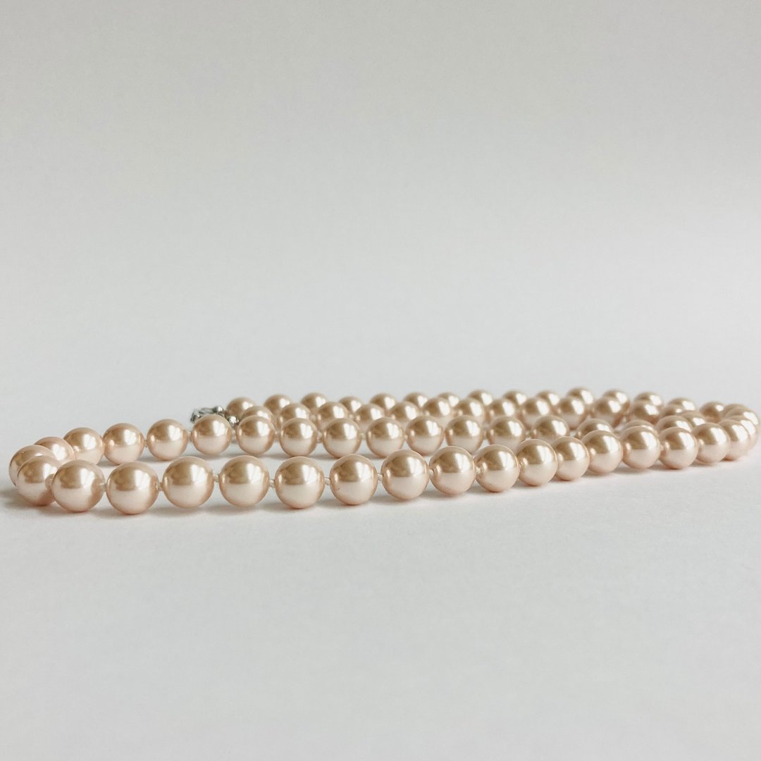 玻璃珍珠全结长项链/8mm 约 62cm/淡粉色/R/made in japan - 项链 - 玻璃 粉红色