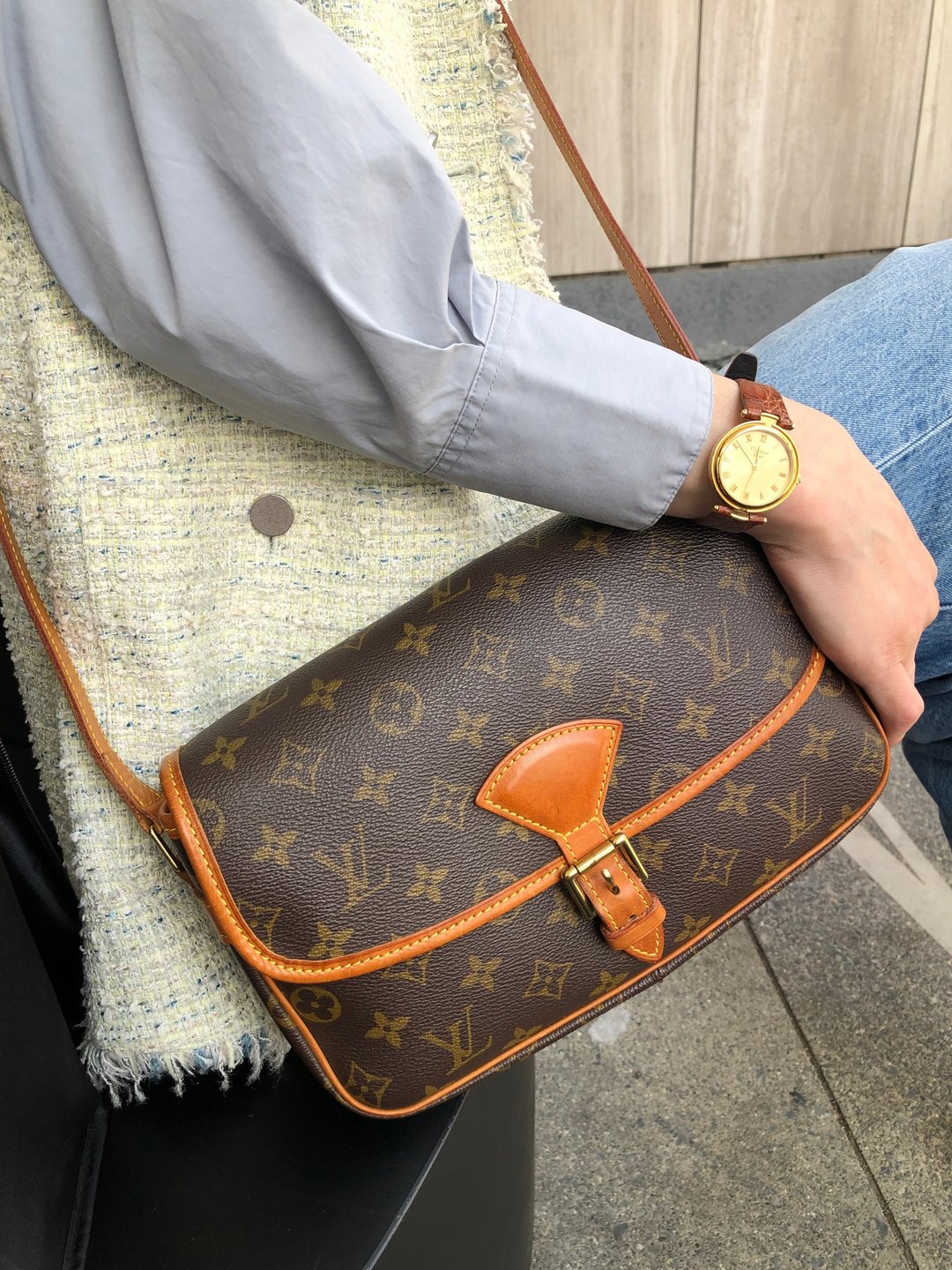 【VintageShop solo 日本直送中古包专卖店】LOUIS VUITTON 路易威登 索洛涅 Monogram 帆布 侧背包 棕色 前方扣饰 皮革 ijy8tn - 侧背包/斜挎包 - 防水材质 咖啡色