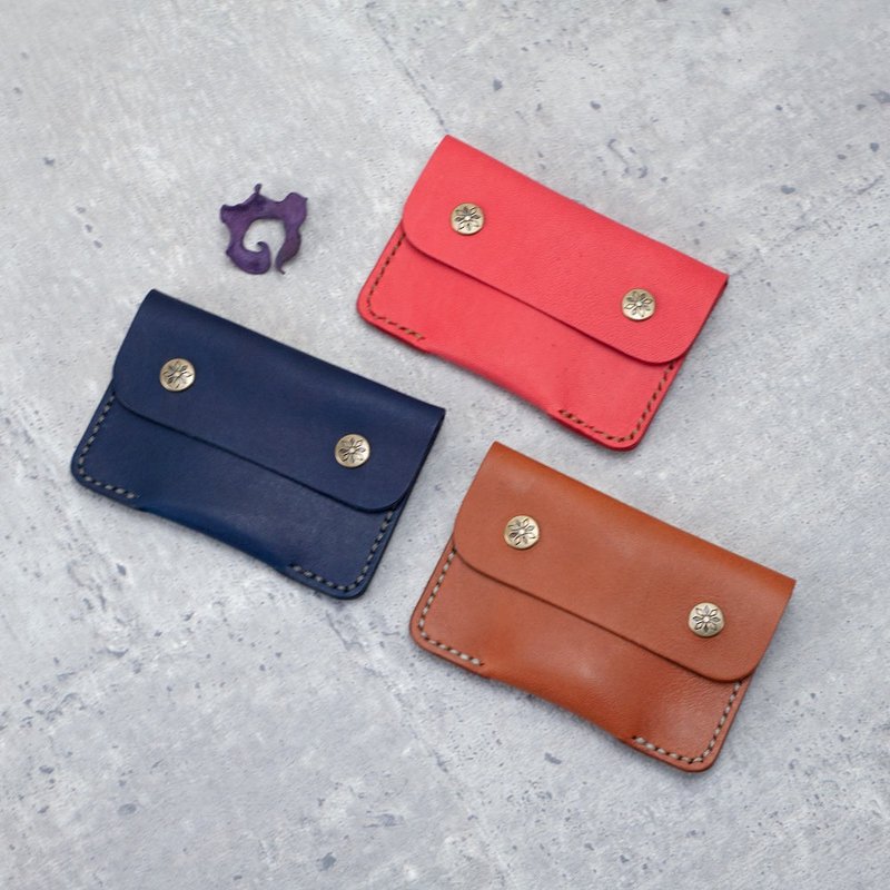 双扣名片夹 名片匣 名片套 皮套 手缝 卡片 礼物 - 名片夹/名片盒 - 真皮 金色