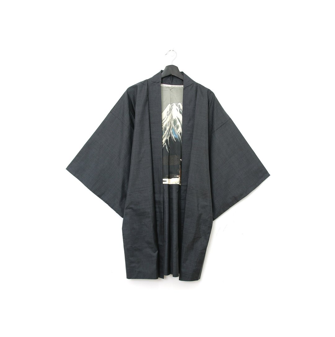 Back to Green-日本男款羽织 山 两面可穿/vintage kimono - 男装外套 - 丝．绢 