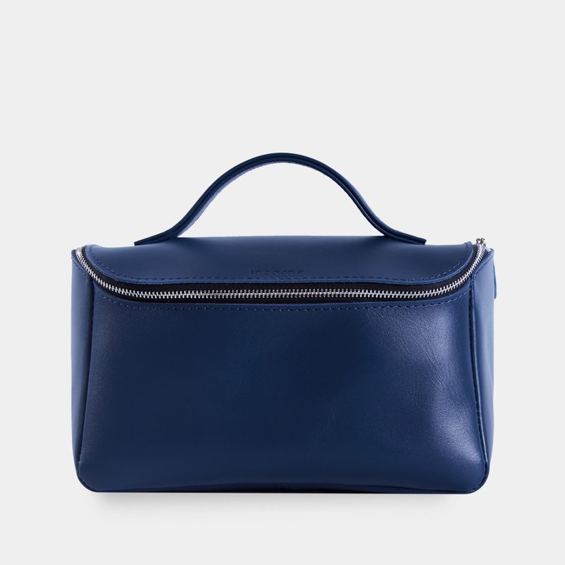 蓝色经典皮革洗漱包 – 手工制作的化妆品收纳包 - 化妆包/杂物包 - 真皮 蓝色