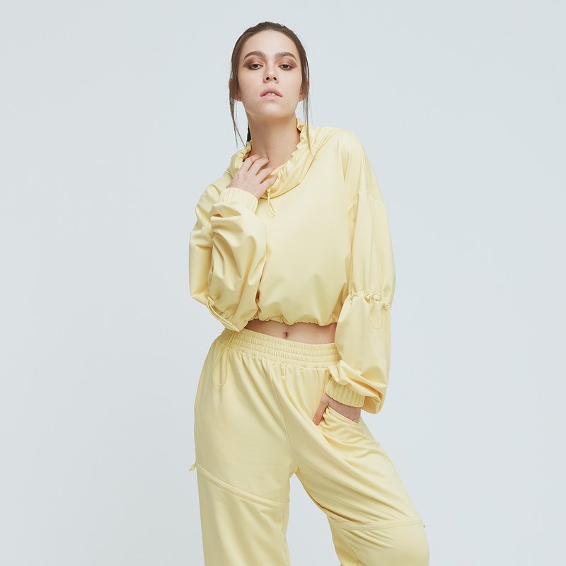 COZEE-抽绳短版上衣(女)-柠檬派黄 - 女装上衣 - 其他材质 黄色