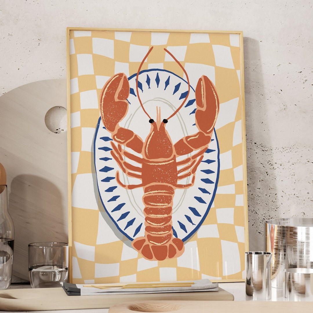 Seafood Party No.3 - 龙虾挂画海报 居家布置 餐厅挂画 - 电子手绘真人画像/绘画/插画 - 其他材质 