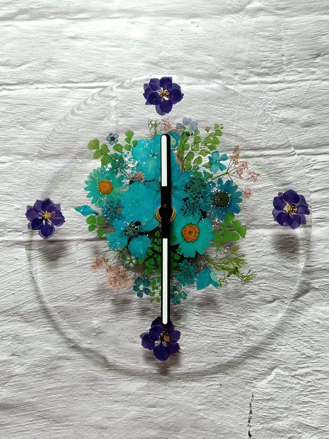 Annys workshop 押花时钟, 蓝色花钟, 可吊挂可摆饰 - 时钟/闹钟 - 压克力 蓝色