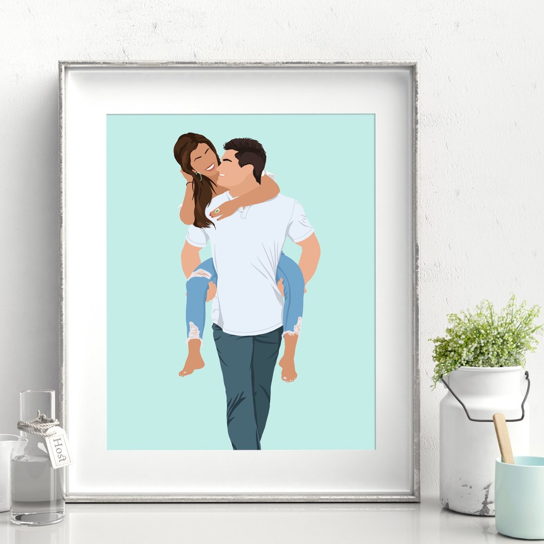 Couple portrait Faceless Personalized gift for him her boyfriend girlfriend - 订制画像 - 其他材质 多色
