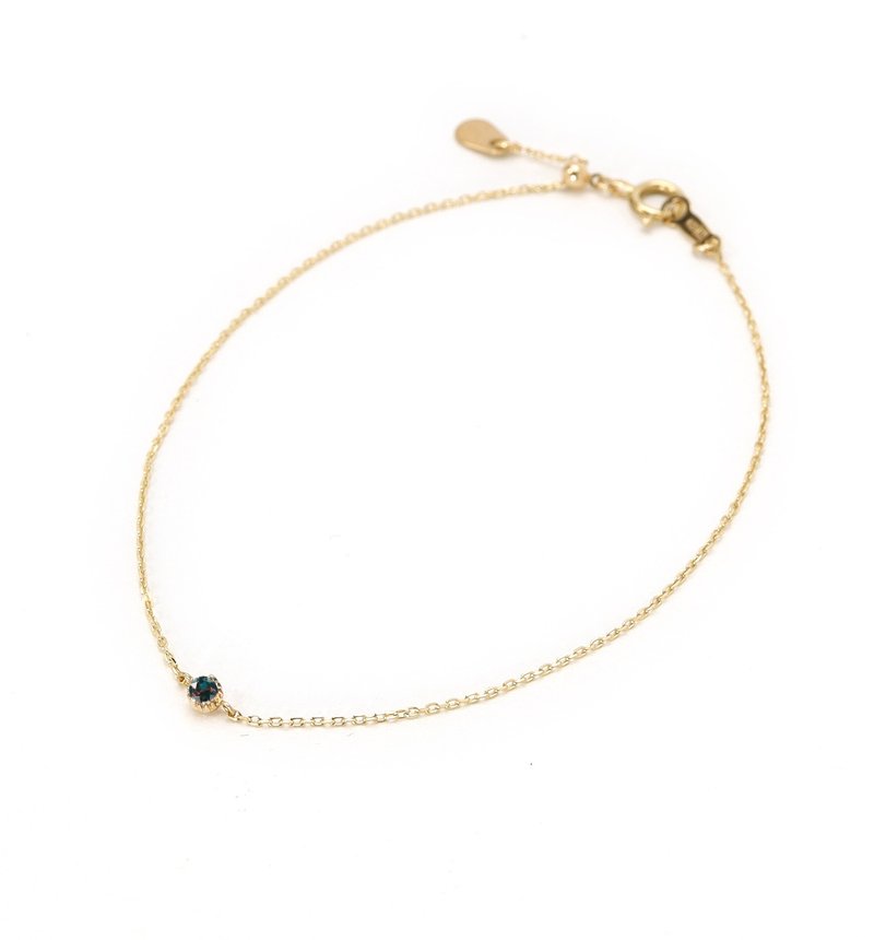 六月诞生石 K10 紫翠玉单石手链 ~Petela~ (K18 可更换) - 手链/手环 - 宝石 绿色