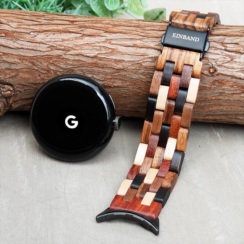 [木表带]EINBAND Google Pixel Watch 天然木表带 MIX WOOD [B] - 女表 - 木头 咖啡色