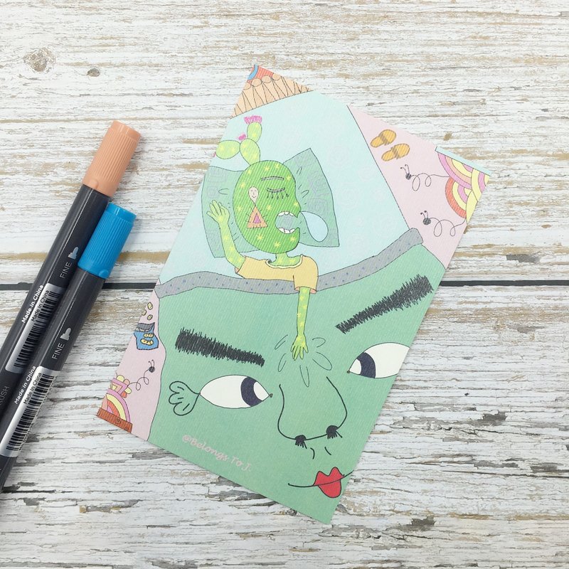 睡到自然醒 明信片 - 卡片/明信片 - 纸 绿色