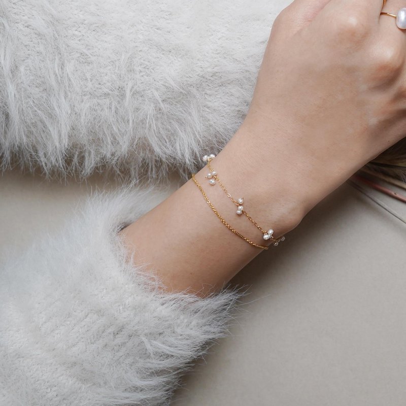 14kgf 三颗珠精致手链 - 手链/手环 - 其他金属 银色