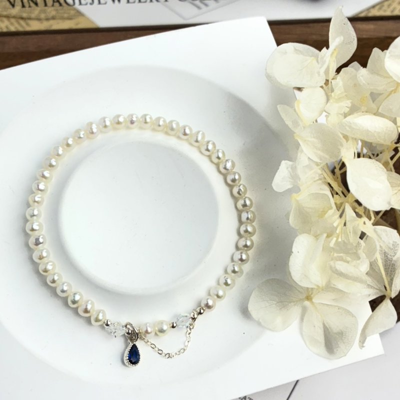 原创设计 月光珍珠 天然水晶手链 925纯银配件 天然珍珠 - 手链/手环 - 珍珠 白色