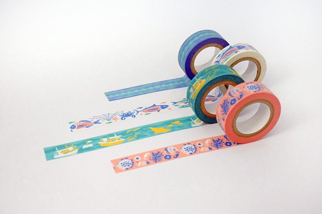 16mm纸胶带4入组/海的宝物 - 纸胶带 - 纸 