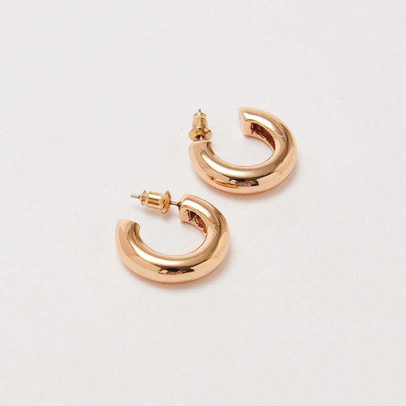 欧美精巧厚圈耳环(共3色) - 耳环/耳夹 - 铜/黄铜 金色