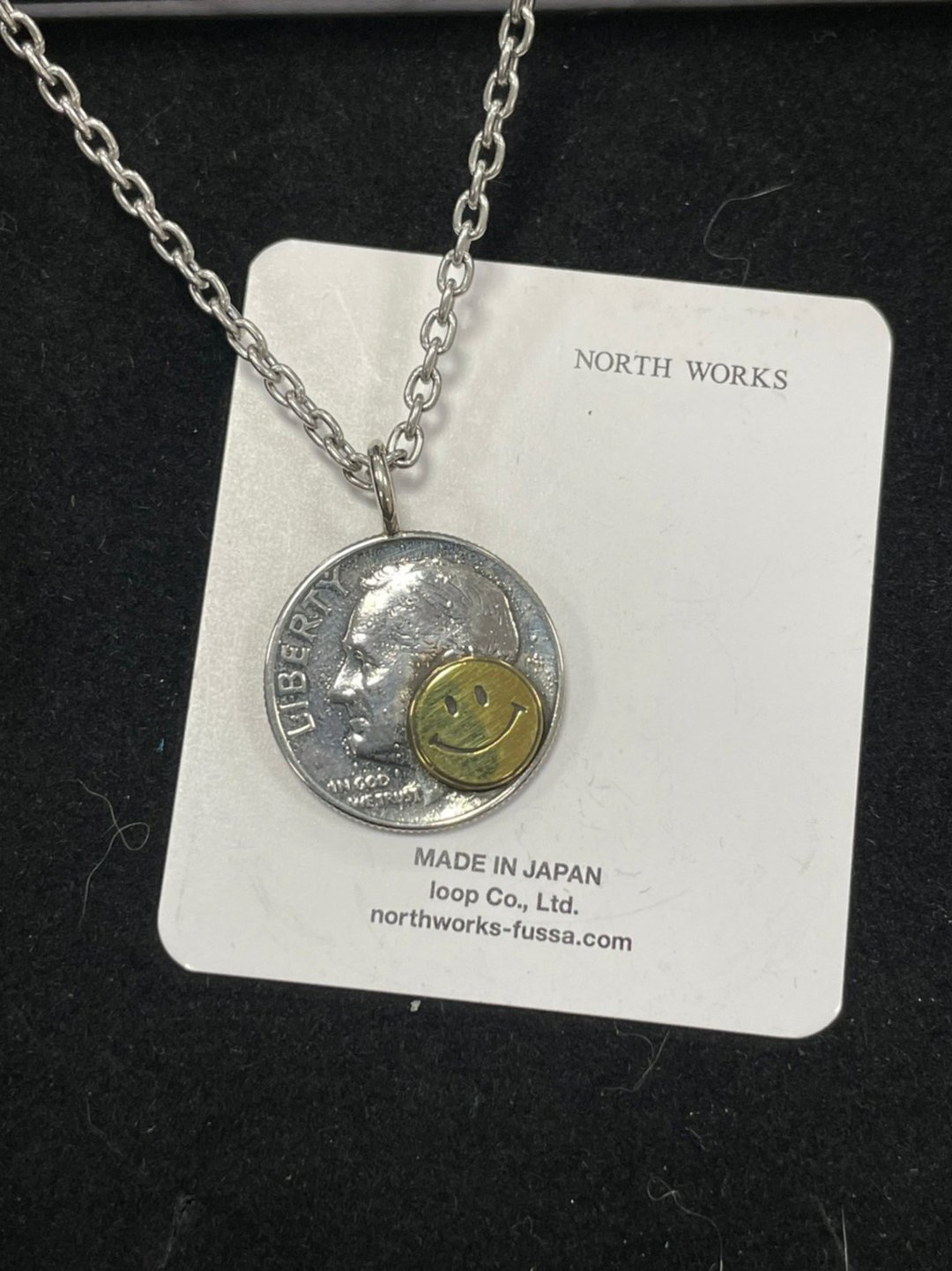 日本 North Works N-302 黄铜微笑银硬币项链 复古硬币 纯银项链 - 项链 - 纯银 