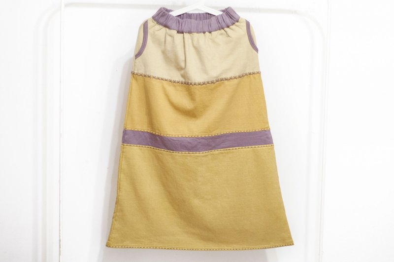 内刷毛厚棉刺绣裙/民族风裙/波希米亚裙skirt/手工拼布裙-芋头色 - 裙子 - 棉．麻 多色