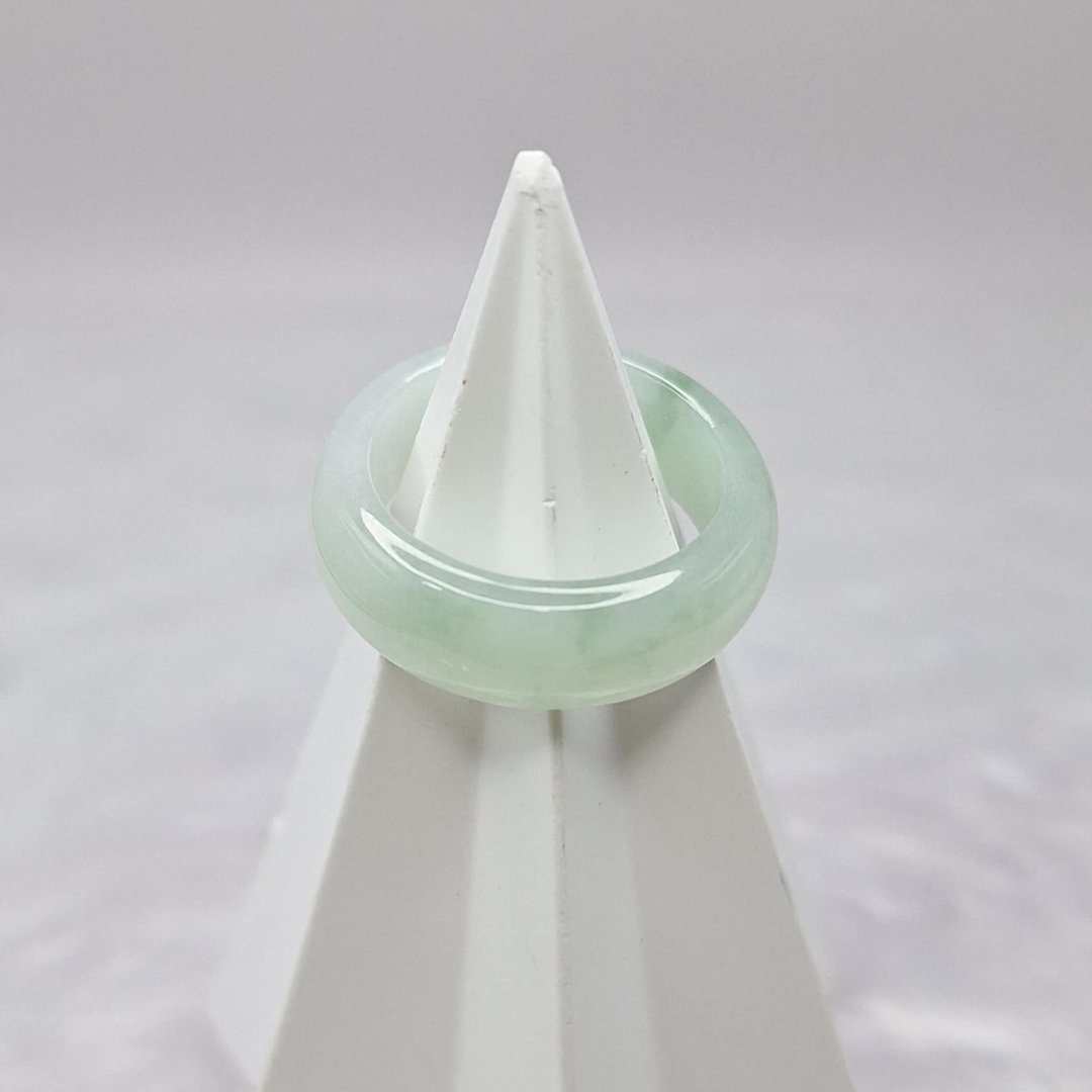 冰润蓝水戒指 玉戒 国际围11 内径16.6 | 天然缅甸玉A货翡翠 - 戒指 - 玉石 