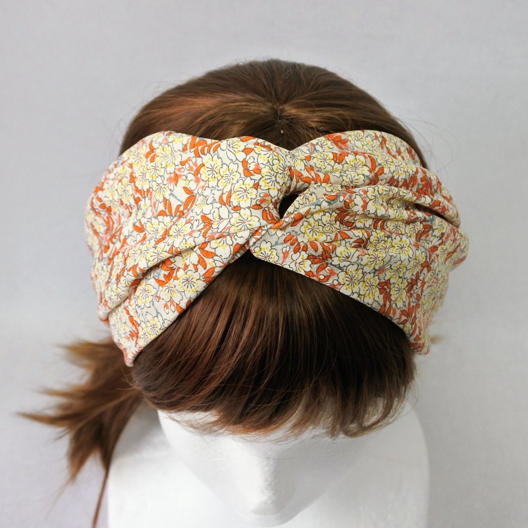 Kimono remake cross turban - 发饰 - 丝．绢 橘色