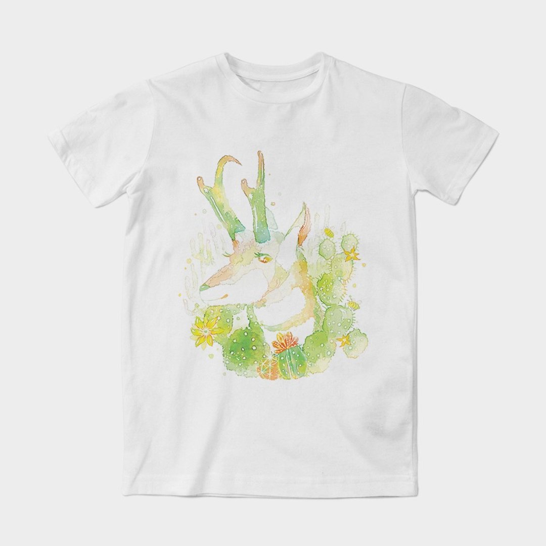 中性短袖T-Shirt 仙人掌与叉角羚 by 常井陆 | A080UT003 - 其他 - 棉 